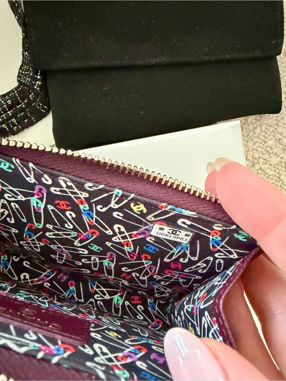 Chanel Quilted Zip Card Holder Wallet in Deep Burgundy BNIB